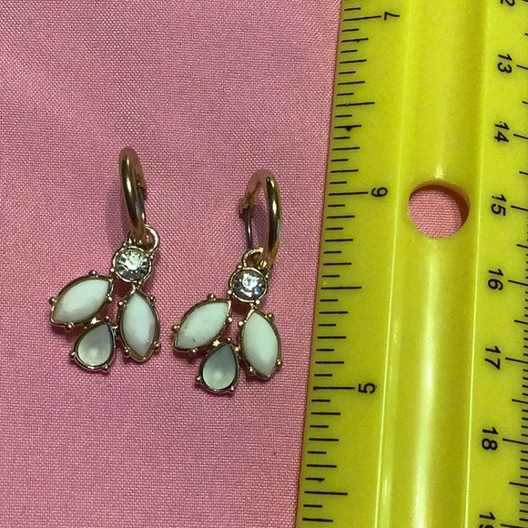 🌹White rhinestone dangling earrings hoop - Picture 2 of 3